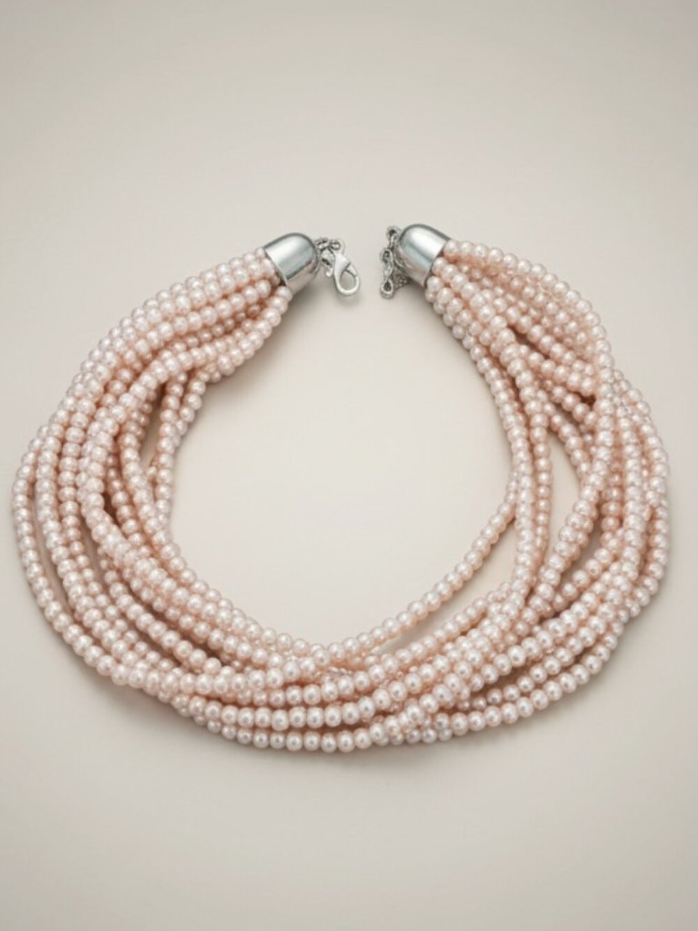 Multi-strand simulated pearl necklace (torsade style)